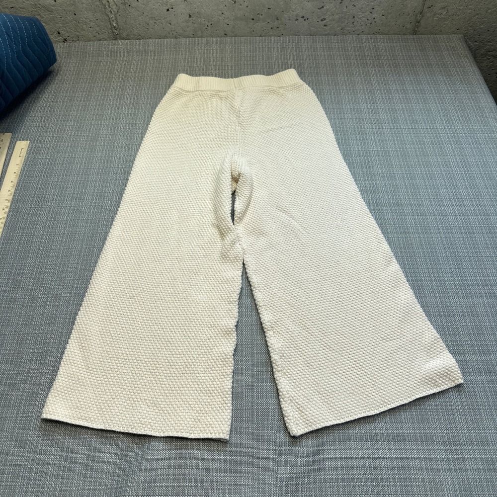 Coastal Cream Knit Textured Wid Leg Pants‎ Medium Crop Preppy Lounge Boho